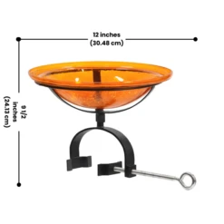 Solar Bubbler Bird Bath Deck Mount -The Birdhouse Chick 12 Inch Glass Bird Bath with Solar Bubbler for Birdwatching