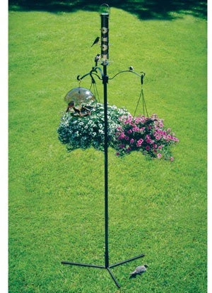 Droll Yankees Ultimate Yard System - Heavy-Duty Black Steel Bird Feeder Pole with 4 Mounting Points
