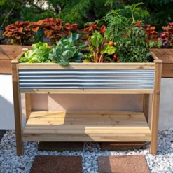 4ft Raised Planter – Cedar & Galvanized Steel