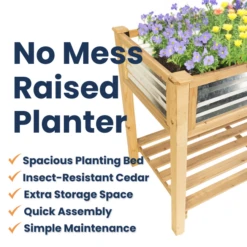 4ft Raised Planter – Cedar & Galvanized Steel -The Birdhouse Chick 4ft Raised Planter Cedar Galvanized Steel 6