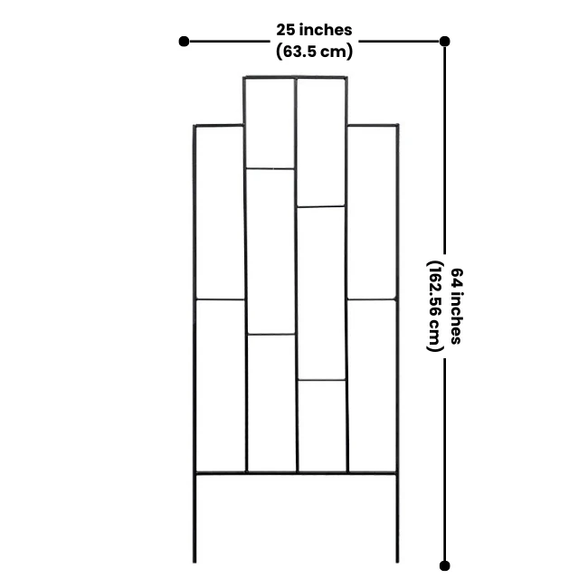 64'' Contemporary Matte Black Steel Trellis โ Staggered Geometric Rectangular Garden Support 7 64'' Contemporary Matte Black Steel Trellis โ Staggered Geometric Rectangular Garden Support - Image 5