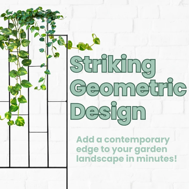 64'' Contemporary Matte Black Steel Trellis โ Staggered Geometric Rectangular Garden Support 6 64'' Contemporary Matte Black Steel Trellis โ Staggered Geometric Rectangular Garden Support - Image 4