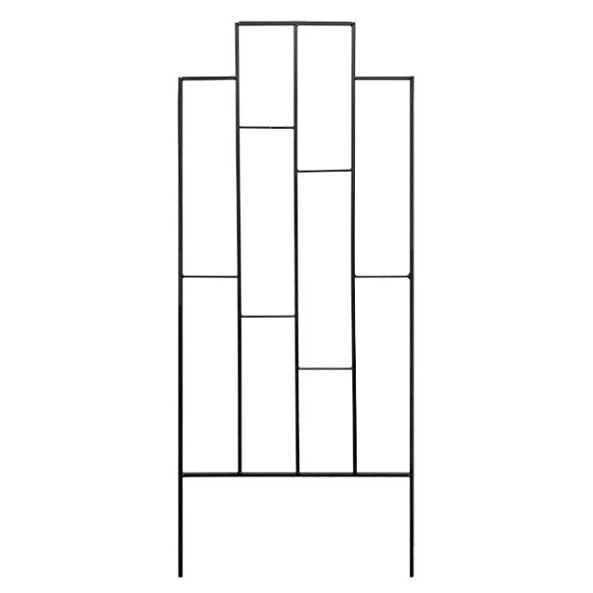 64'' Contemporary Matte Black Steel Trellis โ Staggered Geometric Rectangular Garden Support 4 64'' Contemporary Matte Black Steel Trellis โ Staggered Geometric Rectangular Garden Support - Image 2