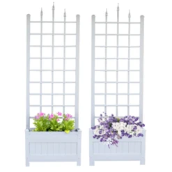 80" White Planter Trellis Set