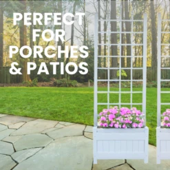 80" White Planter Trellis Set -The Birdhouse Chick 80 White Planter Trellises Set 3
