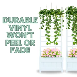 80" White Planter Trellis Set -The Birdhouse Chick 80 White Planter Trellises Set 4