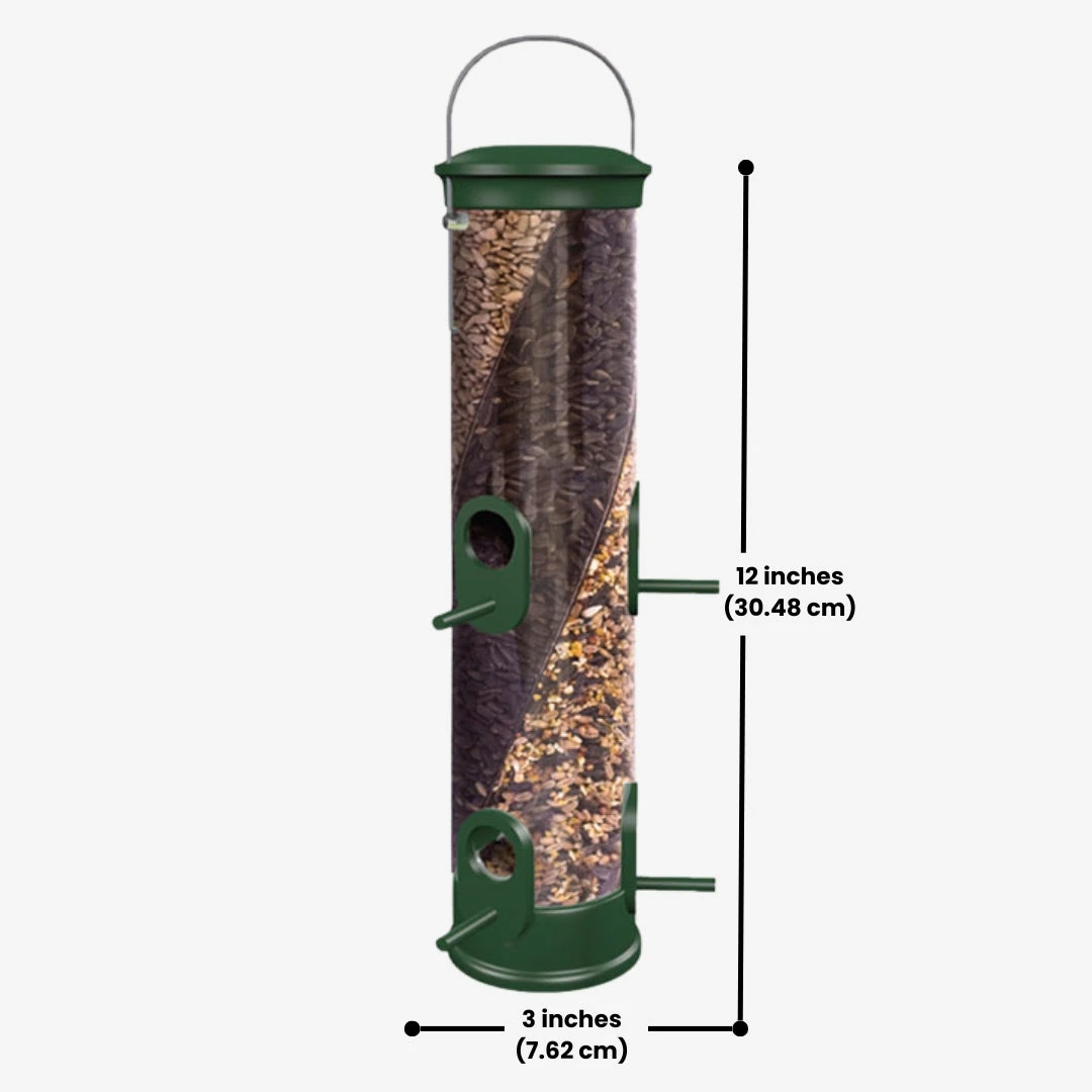 Gardman Peckish All Weather 3 Seed Twist Feeder β Green Metal & Clear 3-Chamber Tube Feeder 5 Gardman Peckish All Weather 3 Seed Twist Feeder β Green Metal & Clear 3-Chamber Tube Feeder - Image 3
