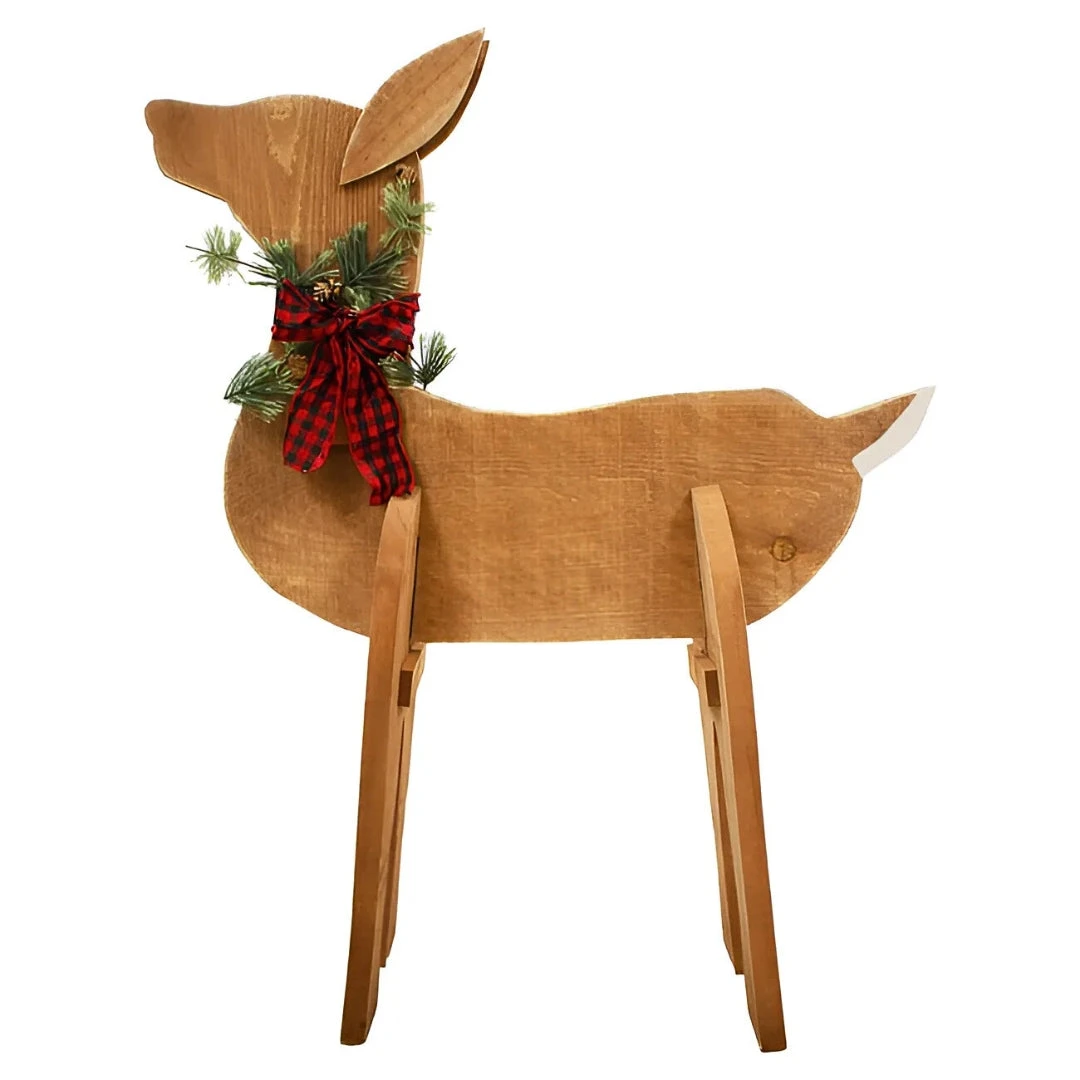 Amish-Made Wooden Doe Statue - Handmade Christmas Decoration 3 Amish-Made Wooden Doe Statue - Handmade Christmas Decoration