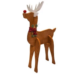 Amish Wood Reindeer Statue - Handmade Christmas Decoration