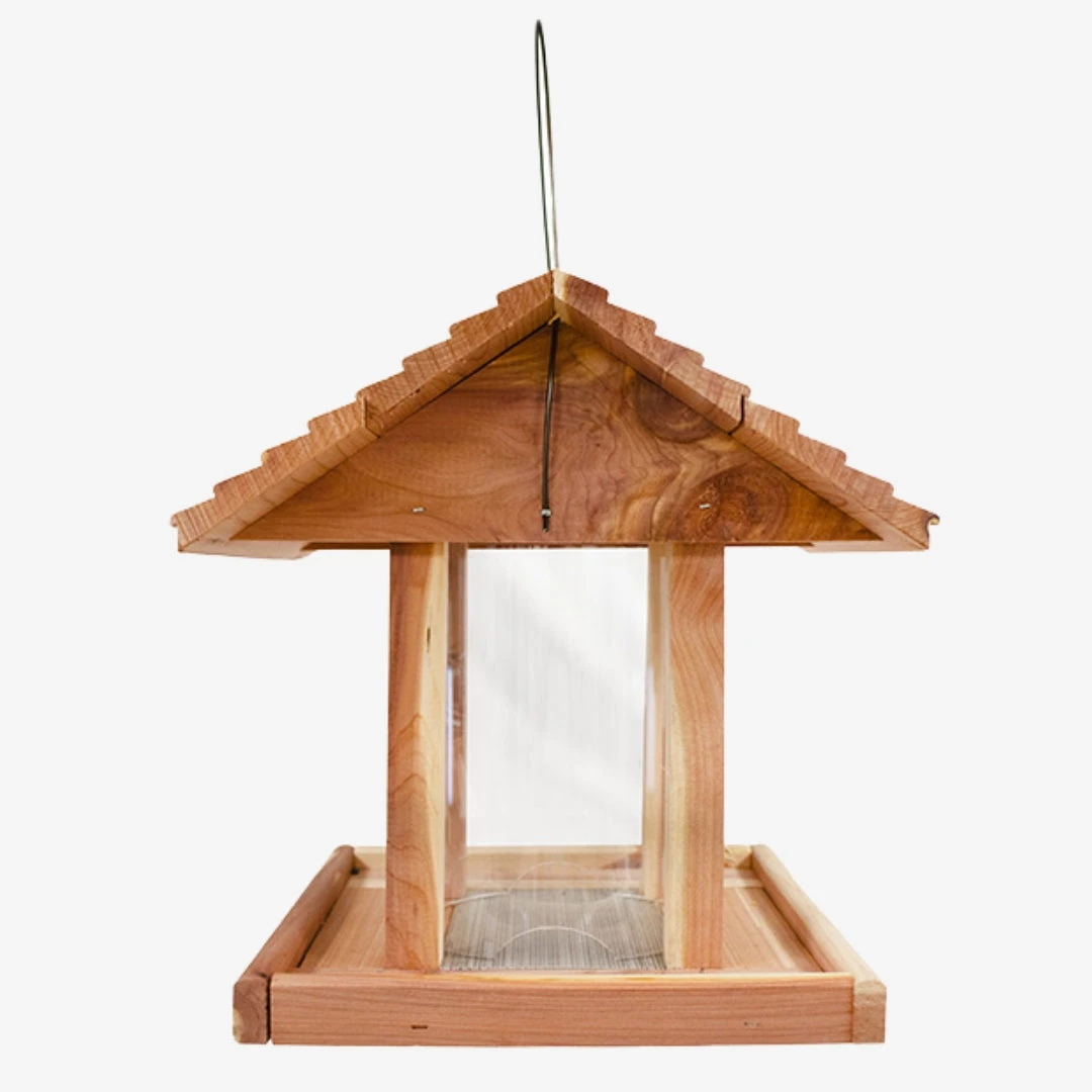 Handmade Amish Cedar Hopper Feeder – Seed Cylinder Design 6 Handmade Amish Cedar Hopper Feeder – Seed Cylinder Design - Image 4