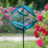 Aqua Swirl Wind Spinner 2 Aqua Swirl Wind Spinner -The Birdhouse Chick Aqua Swirl Wind Spinner in Garden Setting