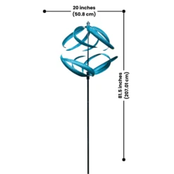 Aqua Swirl Wind Spinner -The Birdhouse Chick Aqua Swirl Wind Spinner with Measurements