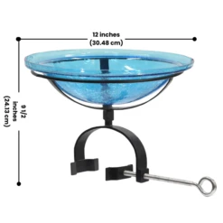 Solar Bubbler Bird Bath Deck Mount -The Birdhouse Chick Attractive Glass Bird Bath with Solar Fountain and Deck Clamp a4db 48ca a38f 806d800d4440