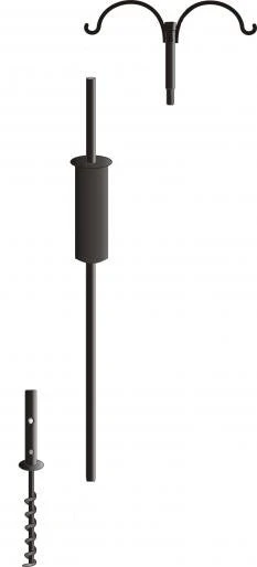 Garden Pole Set-2 Hangers, Baffle And Ground Auger