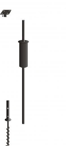 Garden Pole Set W/ Mounting Flange, Baffle And Ground Screw