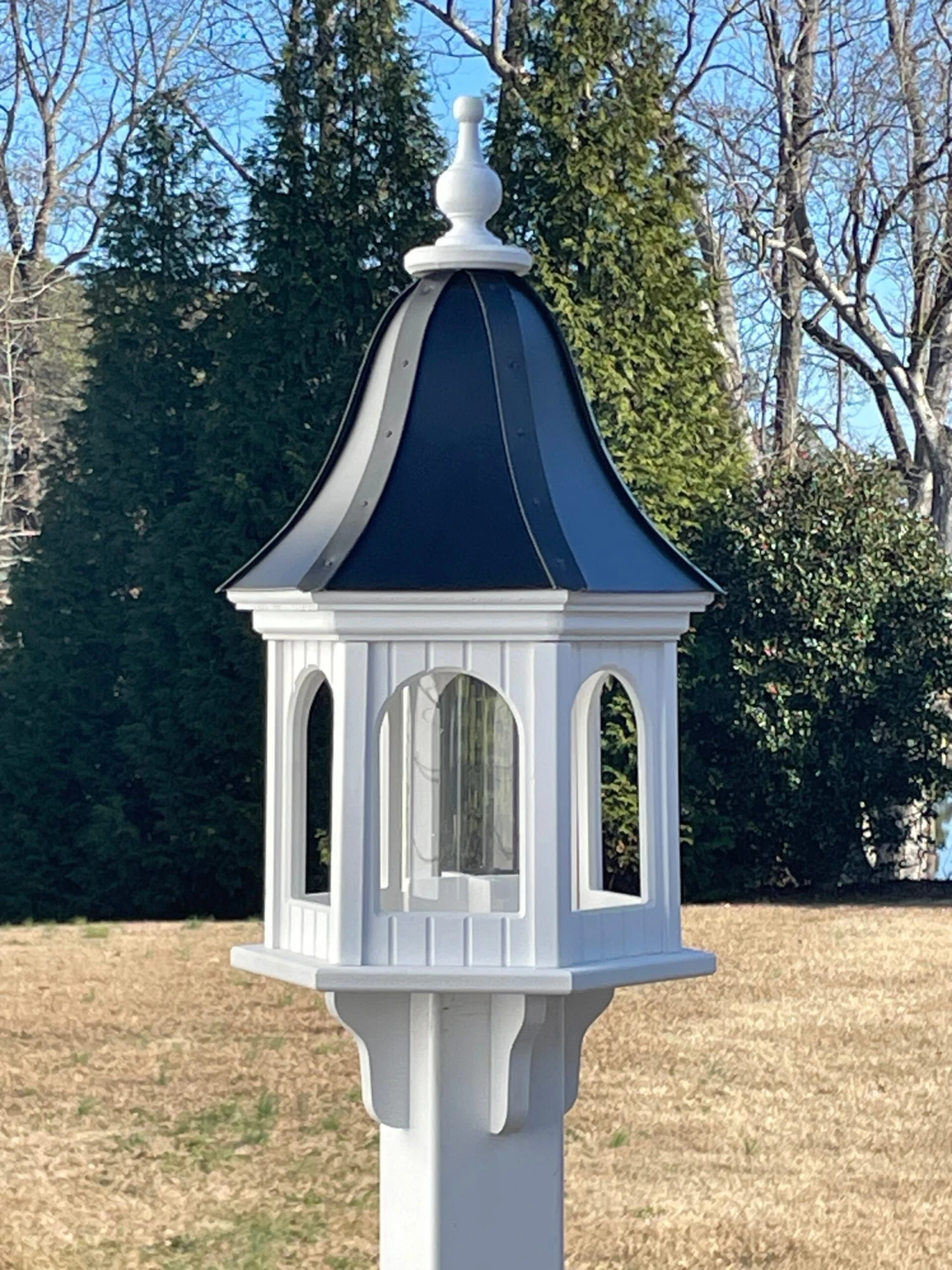 Luxury Black Vinyl Gazebo Bird Feeder Bell Shape - 28x12