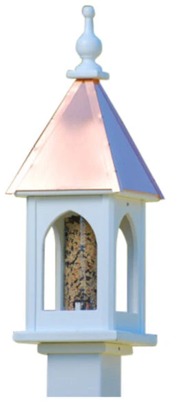 Copper Roof Bird Feeder Post-Mount - 28x8 8 Copper Roof Bird Feeder Post-Mount - 28x8 -The Birdhouse Chick BF8 BC
