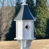 Luxury Black Metal Roof Vinyl Birdhouse – White 28x10 Bluebird Post Mount House 1 Luxury Black Metal Roof Vinyl Birdhouse – White 28x10 Bluebird Post Mount House -The Birdhouse Chick BH10 BLK
