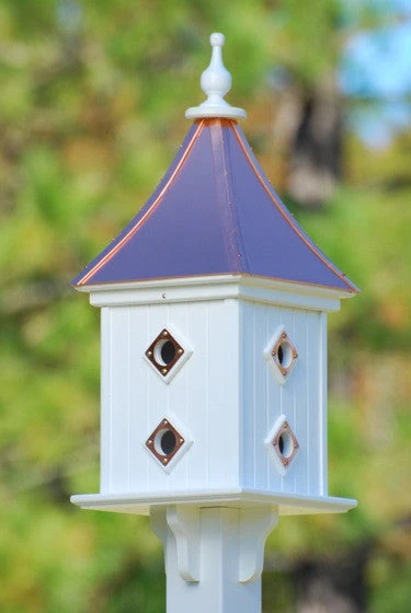 Architectural Copper Roof Birdhouse - White Vinyl Dovecote with 8 Copper Portals (28x12) 4 Architectural Copper Roof Birdhouse - White Vinyl Dovecote with 8 Copper Portals (28x12) - Image 2