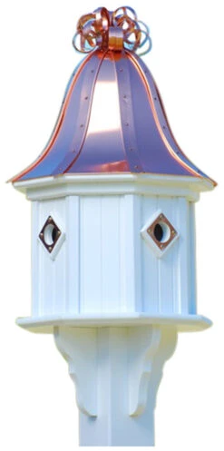 Copper Roof Birdhouse 34x14 Ribbon Detail 4 Portals -The Birdhouse Chick BH14 4CP BC CURLY