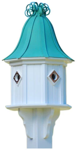 Copper Roof Birdhouse 34x14 Ribbon Detail 4 Portals -The Birdhouse Chick BH14 4CP PC CURLY