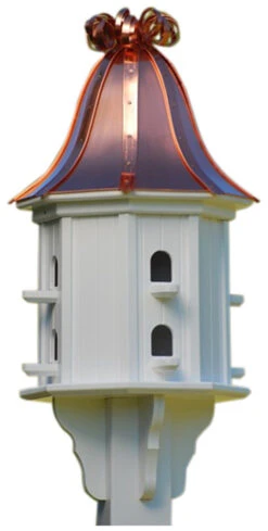 Copper Roof Dovecote Birdhouse 36x14 Ribbon Detail- 8 Perches -The Birdhouse Chick BH14 8 BC CURLY