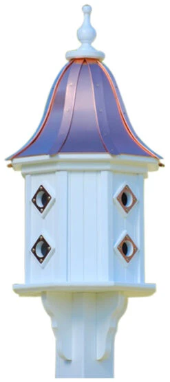 Dovecote Copper Roof Birdhouse - White PVC Octagon with 8 Copper Portals 9 Dovecote Copper Roof Birdhouse - White PVC Octagon with 8 Copper Portals -The Birdhouse Chick BH14 8CP BC BELL