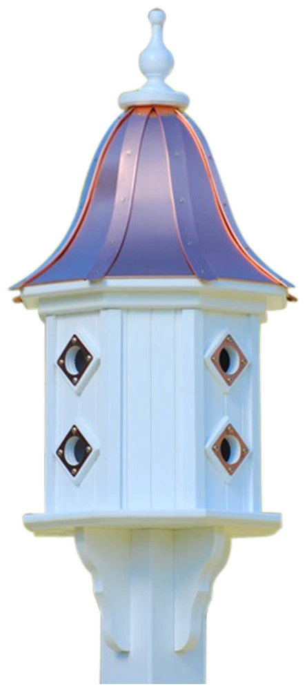 Dovecote Copper Roof Birdhouse - White PVC Octagon with 8 Copper Portals 6 Dovecote Copper Roof Birdhouse - White PVC Octagon with 8 Copper Portals - Image 4