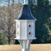 Luxury Black Vinyl 8-Portal Octagon Birdhouse - 36-inch PVC Garden Statement Piece -The Birdhouse Chick BH14 8CP BLK Bell