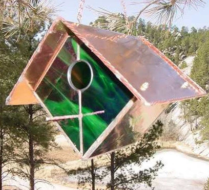 Copper-Stained Glass Birdhouse 6 Copper-Stained Glass Birdhouse - Image 4