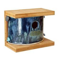 Bamboo & Stoneware Mod Birdhouse