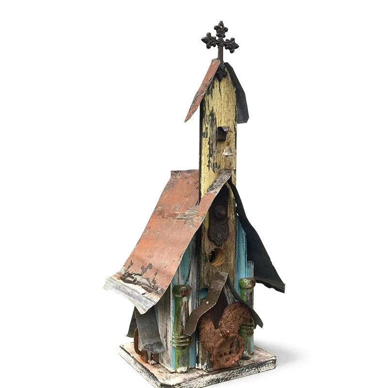 Barn Wood & Tin Rustic Salvaged Wood Large Church Birdhouse 8 Barn Wood & Tin Rustic Salvaged Wood Large Church Birdhouse - Image 6