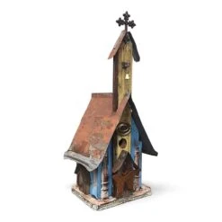 Barn Wood & Tin Rustic Salvaged Wood Large Church Birdhouse 10 Barn Wood & Tin Rustic Salvaged Wood Large Church Birdhouse -The Birdhouse Chick Barn Wood Tin Church Birdhouse 5