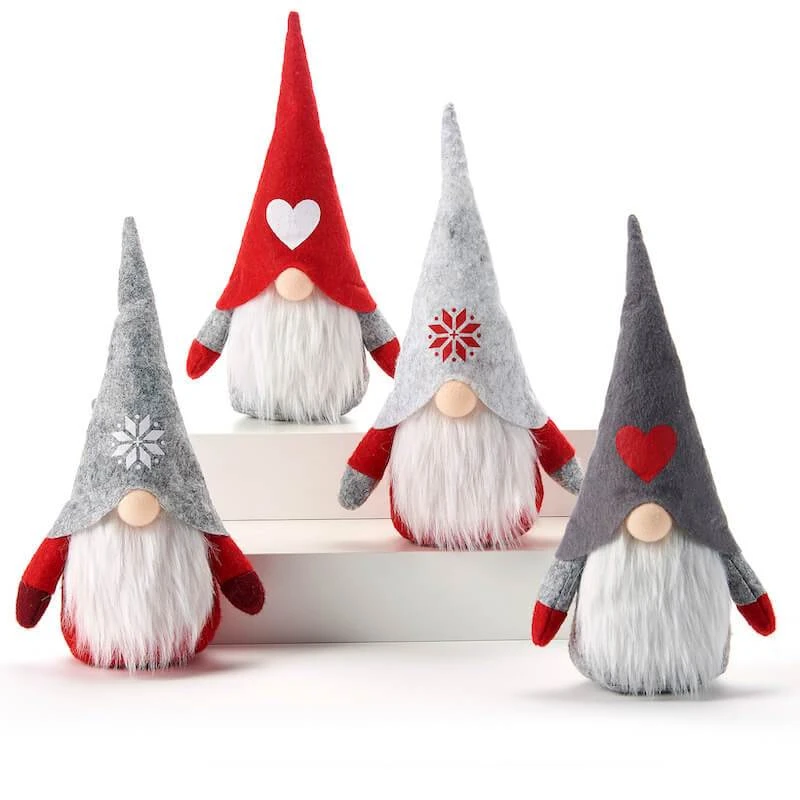 Holiday Gnomes With LED Nose- Set/4 3 Holiday Gnomes With LED Nose- Set/4