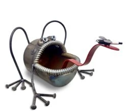 Frog Sculpture With Dragonfly