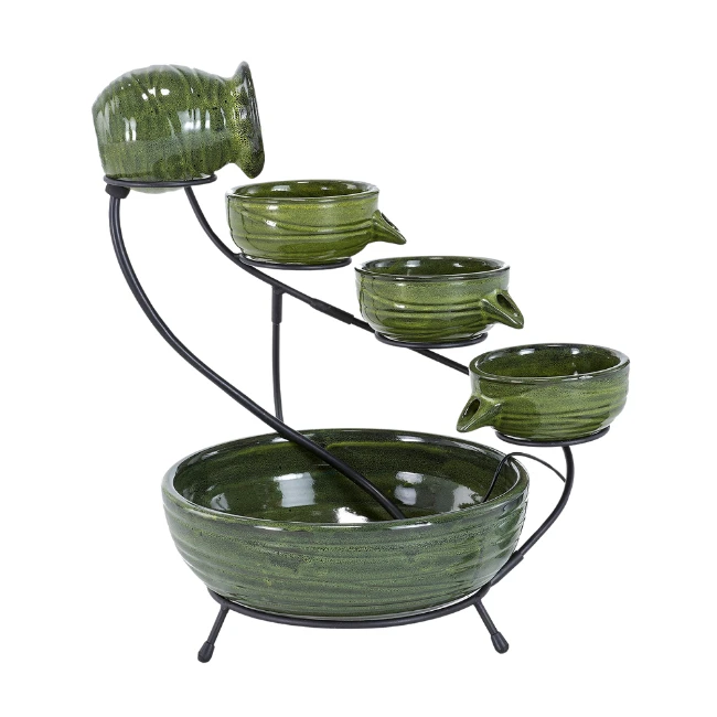 Hummingbird Haven 4-Tier Ceramic Solar Cascading Water Fountain - Rustic Garden Decor 4 Hummingbird Haven 4-Tier Ceramic Solar Cascading Water Fountain - Rustic Garden Decor - Image 2