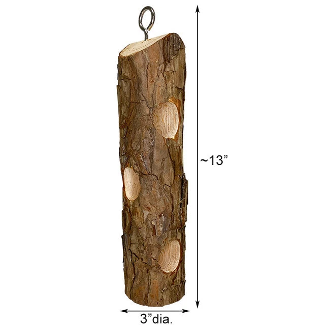 Suet Cedar Log Feeder β Natural Bark Hanging Bird Feeder with 3 Suet Plug Holes 4 Suet Cedar Log Feeder β Natural Bark Hanging Bird Feeder with 3 Suet Plug Holes - Image 2