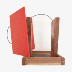 Handmade Amish Red Cedar Hopper Bird Feeder โ Vibrant Red Roof Eco-Friendly Hanging Feeder 11 Handmade Amish Red Cedar Hopper Bird Feeder โ Vibrant Red Roof Eco-Friendly Hanging Feeder -The Birdhouse Chick Cedar and Recycled Plastic Hopper Bird Feeder with Red Roof Handmade Amish Craftsmanship 3