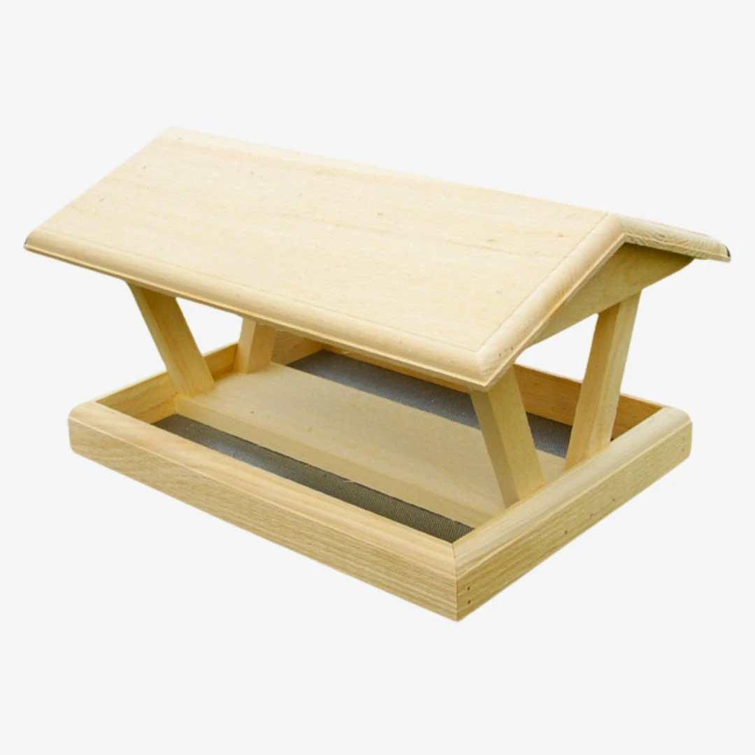 Coveside Cottage Natural Pine Fly-Through Platform Bird Feeder β Pitched Roof Large Capacity 3 Coveside Cottage Natural Pine Fly-Through Platform Bird Feeder β Pitched Roof Large Capacity