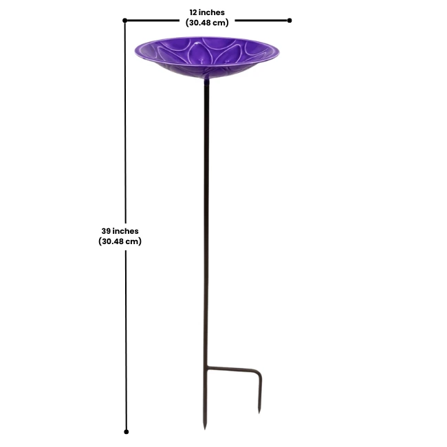 Violet Purple Hand-Embossed Flower Steel Staked Birdbath – 12” UV-Resistant Garden Decor 8 Violet Purple Hand-Embossed Flower Steel Staked Birdbath – 12” UV-Resistant Garden Decor - Image 6