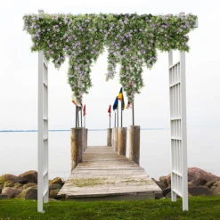 Classic Garden Arbor -The Birdhouse Chick Classic Garden Arbor Framing a Lakeside Pathway