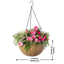 Resin Wicker Hanging Flower Basket -The Birdhouse Chick Classic Resin Wicker Hanging Flower Basket
