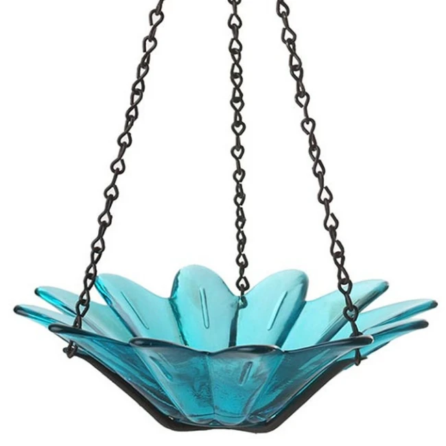 Flower Power Teal Glass Birdfeeder 4 Flower Power Teal Glass Birdfeeder - Image 2