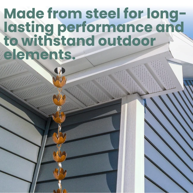 Floral Flow Rain Chain – Browned Copper 6 Floral Flow Rain Chain – Browned Copper - Image 4