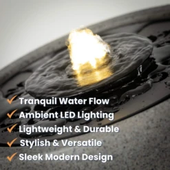 Modern Bubbler Fountain -The Birdhouse Chick Close up of Modern Bubbler Fountain LED Light