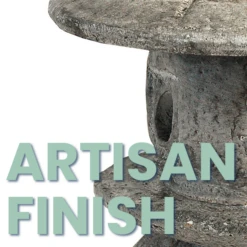 Zen Haven Small Round Pagoda Statue Set of 2 – Handcrafted Concrete Garden Lanterns in Pre-Aged Gray 11 Zen Haven Small Round Pagoda Statue Set of 2 – Handcrafted Concrete Garden Lanterns in Pre-Aged Gray -The Birdhouse Chick Close up of Zen Haven Pagoda Statue Window Design