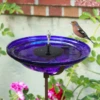 Cobalt Glass Staked Birdbath - Solar