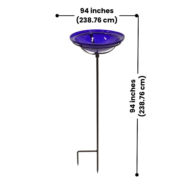 Cobalt Glass Staked Birdbath - Solar 7 Cobalt Glass Staked Birdbath - Solar - Image 5