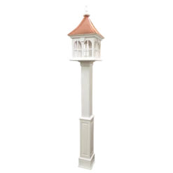 Copper Roof Vinyl/PVC Bird Feeder With Double Window- 29x14 -The Birdhouse Chick Copper Roof Birdfeeder on lamp post