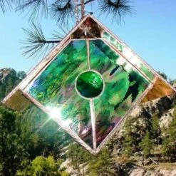 Copper-Stained Glass Birdhouse 17 Copper-Stained Glass Birdhouse -The Birdhouse Chick Copper Stained Glass Birdhouse Green